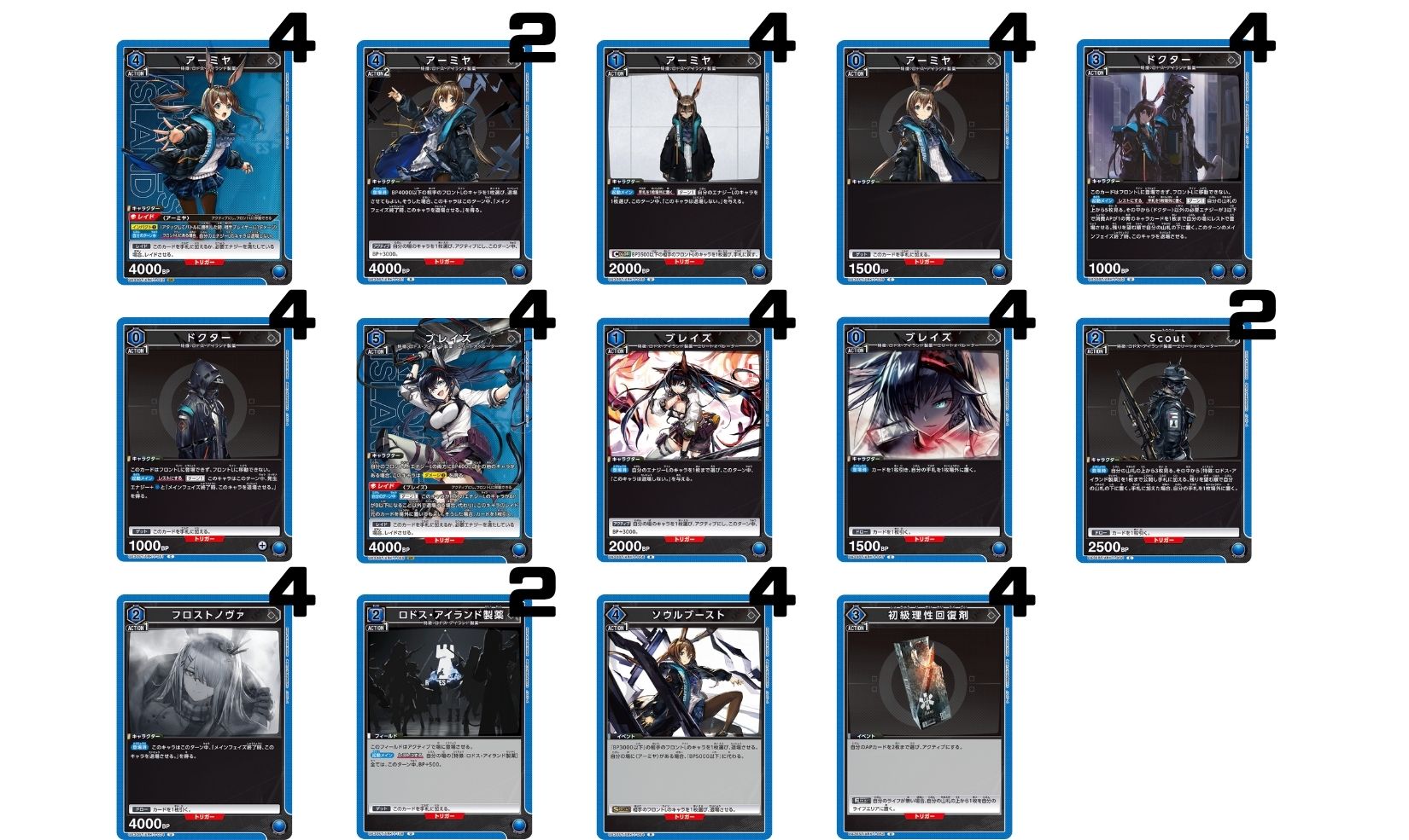 アークナイツ：【青】ロドス・アイランド製薬デッキ(アーミヤ軸